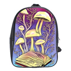 Glamour And Enchantment In Every Color Of The Mushroom Rainbow School Bag (large) by GardenOfOphir