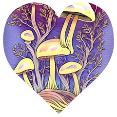 Glamour And Enchantment In Every Color Of The Mushroom Rainbow Wooden Puzzle Heart by GardenOfOphir