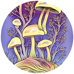 Glamour And Enchantment In Every Color Of The Mushroom Rainbow Wooden Puzzle Round by GardenOfOphir