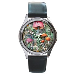 Mushroom Mojo For All Your Magic Spells Round Metal Watch by GardenOfOphir