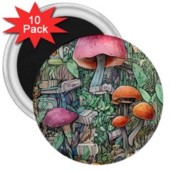 Mushroom Mojo For All Your Magic Spells 3  Magnets (10 Pack)  by GardenOfOphir