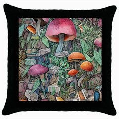 Mushroom Mojo For All Your Magic Spells Throw Pillow Case (black) by GardenOfOphir