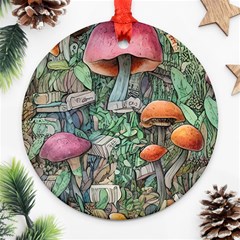 Mushroom Mojo For All Your Magic Spells Round Ornament (two Sides) by GardenOfOphir