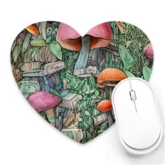 Mushroom Mojo For All Your Magic Spells Heart Mousepad by GardenOfOphir