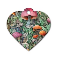 Mushroom Mojo For All Your Magic Spells Dog Tag Heart (two Sides) by GardenOfOphir