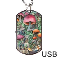 Mushroom Mojo For All Your Magic Spells Dog Tag Usb Flash (two Sides) by GardenOfOphir