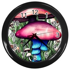 Necromancy Toadstool Wall Clock (black) by GardenOfOphir