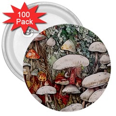 Magician s Toadstool 3  Buttons (100 Pack)  by GardenOfOphir