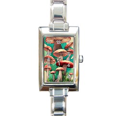 Sorcery Toadstool Rectangle Italian Charm Watch by GardenOfOphir