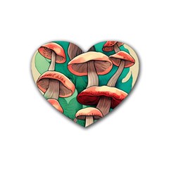 Sorcery Toadstool Rubber Heart Coaster (4 Pack) by GardenOfOphir