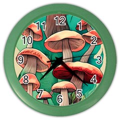 Sorcery Toadstool Color Wall Clock by GardenOfOphir