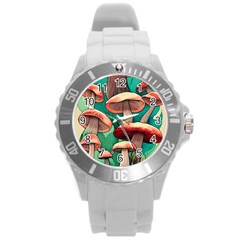 Sorcery Toadstool Round Plastic Sport Watch (l) by GardenOfOphir