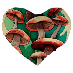 Sorcery Toadstool Large 19  Premium Flano Heart Shape Cushions by GardenOfOphir