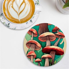 Sorcery Toadstool Uv Print Round Tile Coaster by GardenOfOphir