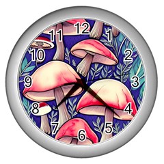 Enchanting Mushroom Enchantress Wall Clock (silver) by GardenOfOphir