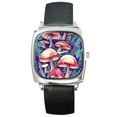 Enchanting Mushroom Enchantress Square Metal Watch by GardenOfOphir