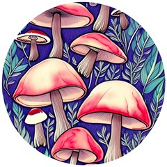 Enchanting Mushroom Enchantress Wooden Puzzle Round by GardenOfOphir