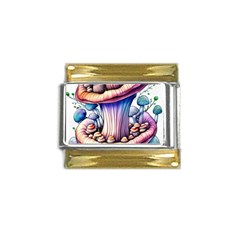 Charming Toadstool Gold Trim Italian Charm (9mm)