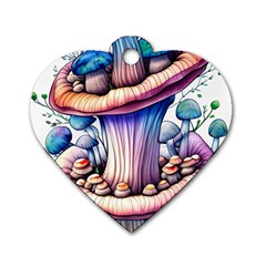 Charming Toadstool Dog Tag Heart (one Side) by GardenOfOphir