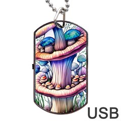 Charming Toadstool Dog Tag Usb Flash (two Sides) by GardenOfOphir