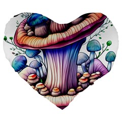 Charming Toadstool Large 19  Premium Heart Shape Cushions by GardenOfOphir