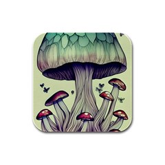 Toadstool Charm For Necromancy And Wizardry Rubber Square Coaster (4 Pack) by GardenOfOphir