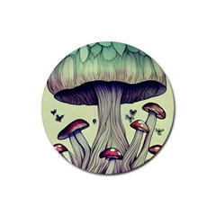 Toadstool Charm For Necromancy And Wizardry Rubber Round Coaster (4 Pack) by GardenOfOphir