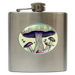 Toadstool Charm For Necromancy And Wizardry Hip Flask (6 Oz) by GardenOfOphir