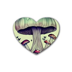 Toadstool Charm For Necromancy And Wizardry Rubber Heart Coaster (4 Pack) by GardenOfOphir