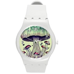 Toadstool Charm For Necromancy And Wizardry Round Plastic Sport Watch (m) by GardenOfOphir