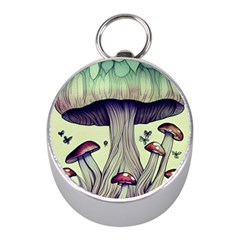 Toadstool Charm For Necromancy And Wizardry Mini Silver Compasses by GardenOfOphir