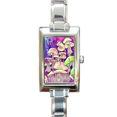 Glamourous Mushrooms For Enchantment And Spellwork Rectangle Italian Charm Watch by GardenOfOphir