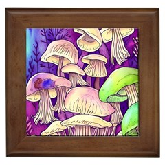 Glamourous Mushrooms For Enchantment And Spellwork Framed Tile by GardenOfOphir