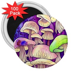 Glamourous Mushrooms For Enchantment And Spellwork 3  Magnets (100 Pack) by GardenOfOphir