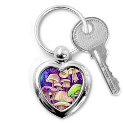 Glamourous Mushrooms For Enchantment And Spellwork Key Chain (heart) by GardenOfOphir