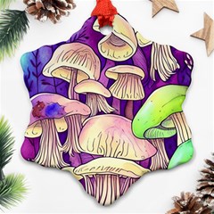 Glamourous Mushrooms For Enchantment And Spellwork Ornament (snowflake) by GardenOfOphir