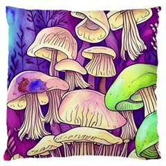 Glamourous Mushrooms For Enchantment And Spellwork Large Cushion Case (one Side) by GardenOfOphir