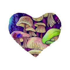 Glamourous Mushrooms For Enchantment And Spellwork Standard 16  Premium Heart Shape Cushions by GardenOfOphir