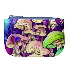 Glamourous Mushrooms For Enchantment And Spellwork Large Coin Purse by GardenOfOphir