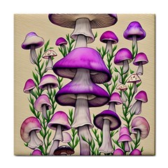 Black Magic Mushroom For Voodoo And Witchcraft Tile Coaster by GardenOfOphir