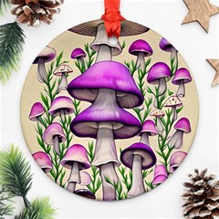 Black Magic Mushroom For Voodoo And Witchcraft Round Ornament (two Sides) by GardenOfOphir