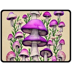 Black Magic Mushroom For Voodoo And Witchcraft One Side Fleece Blanket (large) by GardenOfOphir