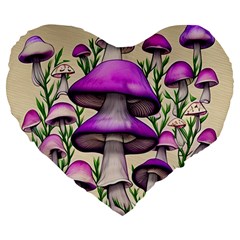 Black Magic Mushroom For Voodoo And Witchcraft Large 19  Premium Heart Shape Cushions by GardenOfOphir