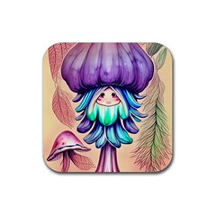 Psychedelic Mushroom For Sorcery And Theurgy Rubber Coaster (square) by GardenOfOphir