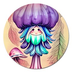 Psychedelic Mushroom For Sorcery And Theurgy Magnet 5  (round) by GardenOfOphir