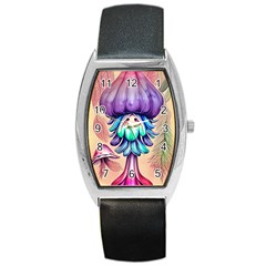 Psychedelic Mushroom For Sorcery And Theurgy Barrel Style Metal Watch by GardenOfOphir