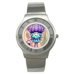 Psychedelic Mushroom For Sorcery And Theurgy Stainless Steel Watch by GardenOfOphir