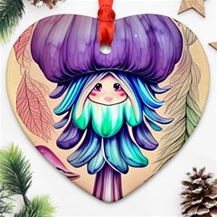 Psychedelic Mushroom For Sorcery And Theurgy Heart Ornament (two Sides) by GardenOfOphir