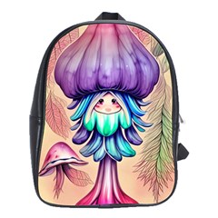 Psychedelic Mushroom For Sorcery And Theurgy School Bag (large) by GardenOfOphir