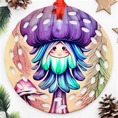 Psychedelic Mushroom For Sorcery And Theurgy Round Filigree Ornament (two Sides) by GardenOfOphir